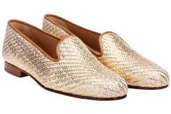 Women Stubbs & Wootton Slipper<Basket en Platino (Narrow)