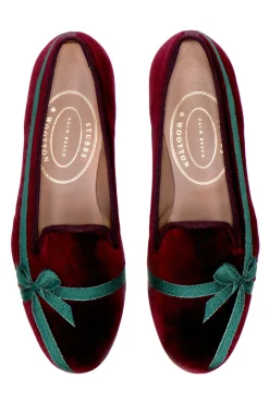 Women Stubbs & Wootton Slipper<Bow Burgundy (Women)