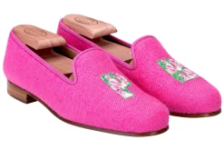 Women Stubbs & Wootton Slipper<PB Fuchsia Linen Slipper (Women)
