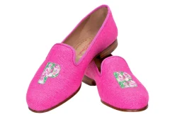 Women Stubbs & Wootton Slipper<PB Fuchsia Linen Slipper (Women)