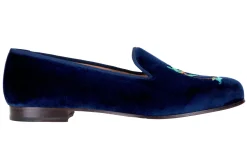 Stubbs & Wootton Slipper<Storm Naval Velvet Slipper (Wide)