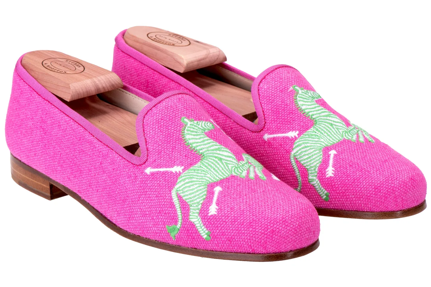 Women Stubbs & Wootton Slipper<Zebras Fuchsia Linen Slipper (Women)