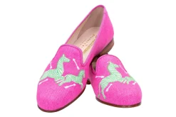 Women Stubbs & Wootton Slipper<Zebras Fuchsia Linen Slipper (Women)